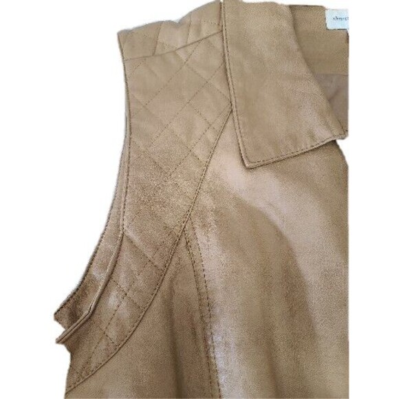 Christopher & Banks Women XL Vegan Faux Leather Tan Brown Sand Color Vest Pocket - Picture 3 of 7